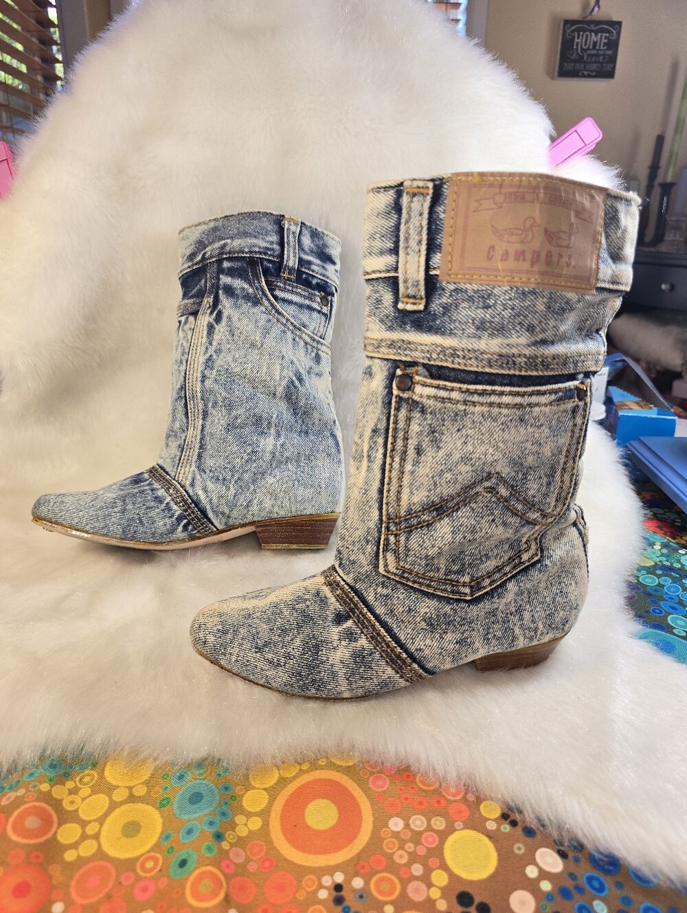 Town & Country Camper Acid Wash Blue Denim-Style Women’s Jeans Booties "Joots" - Picture 3 of 8